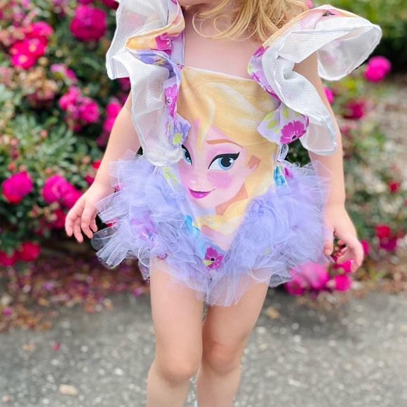 New York Couture Toddler Disney ELSA One of a Kind Tutu Ruffle Dress Romper - Picture 2 of 6